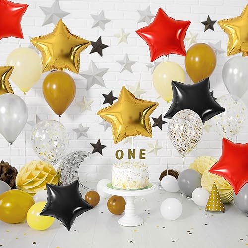 Miniatura 4 de Globos de papel de aluminio rojo y negro, globos de papel de aluminio de 18 pulgadas para helio, paquete de 10 globos de cumpleaños de helio rojo,
