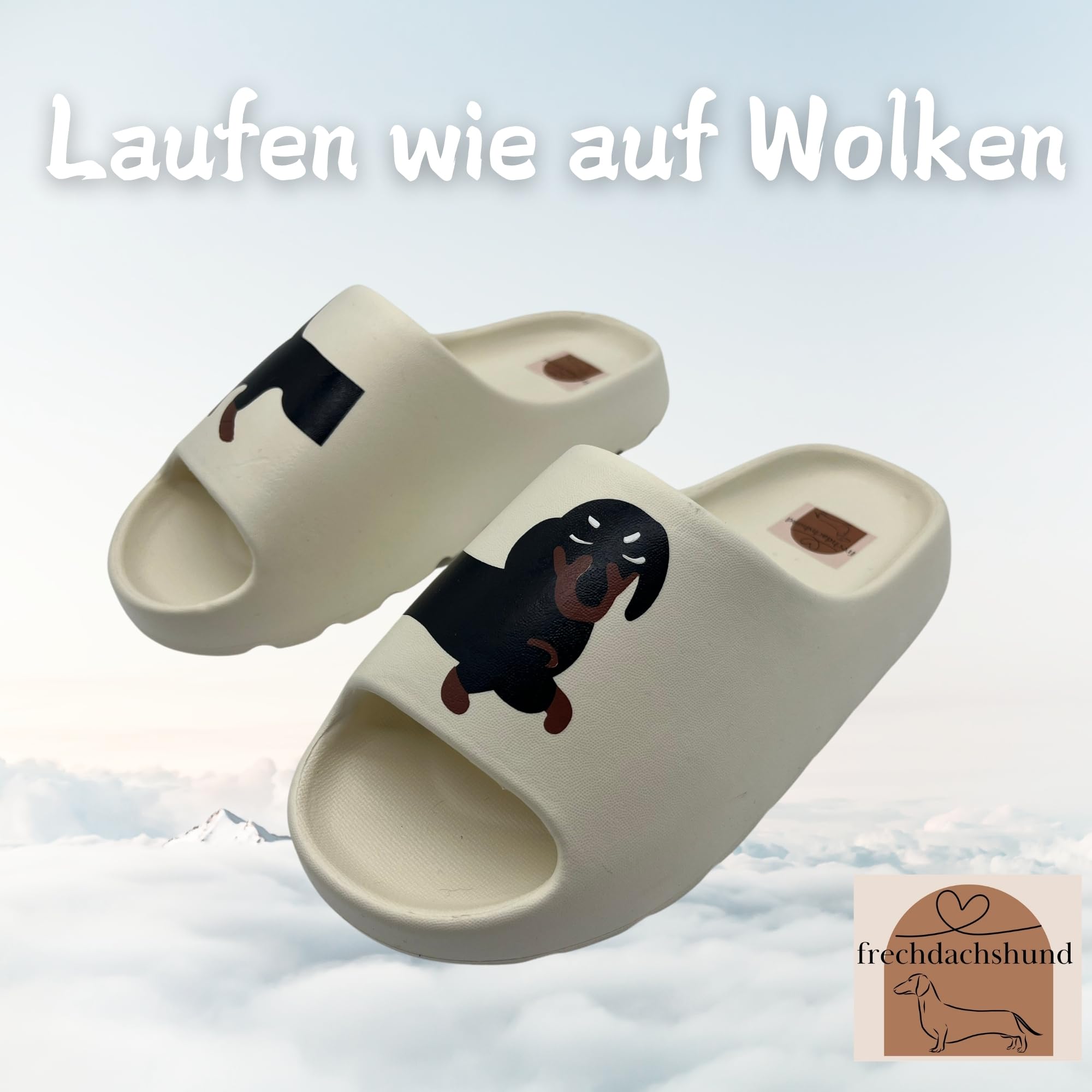 Dackel Badelatschen - Bequeme Hunde Hausschuhe für Zuhause, Dackel Schlappen in fünf versch. Größen