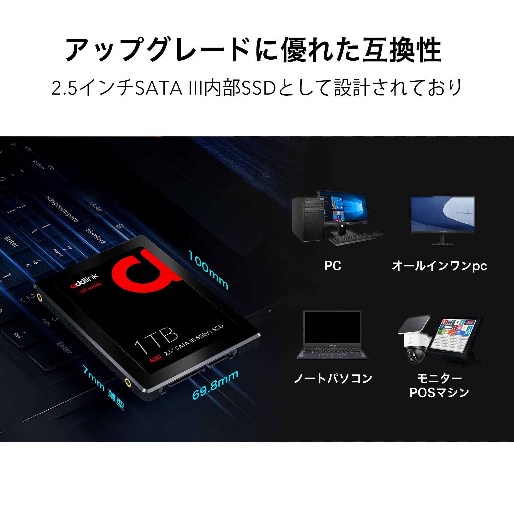 Amazon | addlink S20 台湾製 1TB 内蔵SSD | 読取り最大 500MB/s