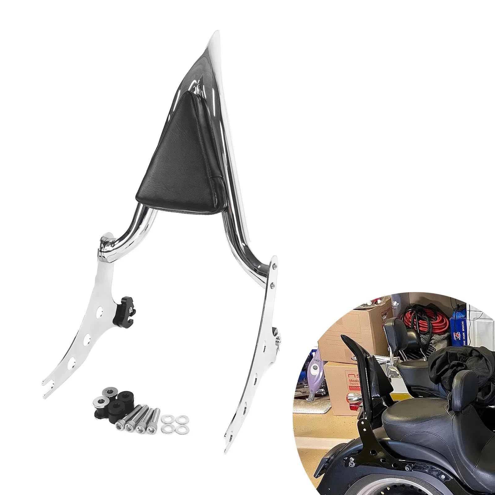 drążek Sissy z bagażnikiem Pasuje do Harley Fat Boy FLSTF 2007-2017 Softail 2006-2012 odpinany Sissy Bar motocykl oparcie pasażera Pad(Chrome)