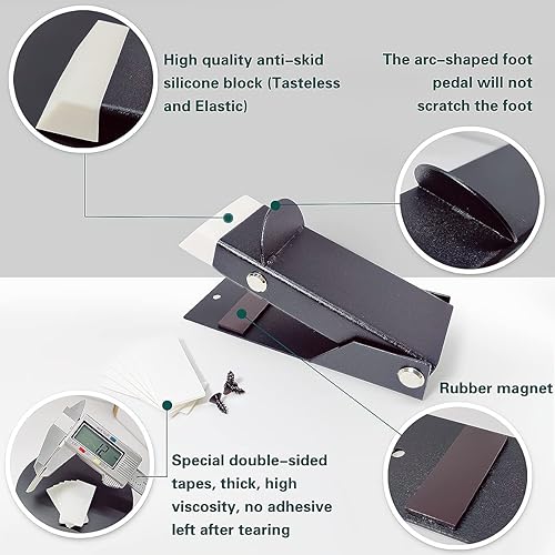 Miniatura 4 de Paquete de 2 topes de puerta, autoadhesivo, sin perforación, para mantener la puerta abierta, puntas de goma suave y antideslizantes, topes de caída