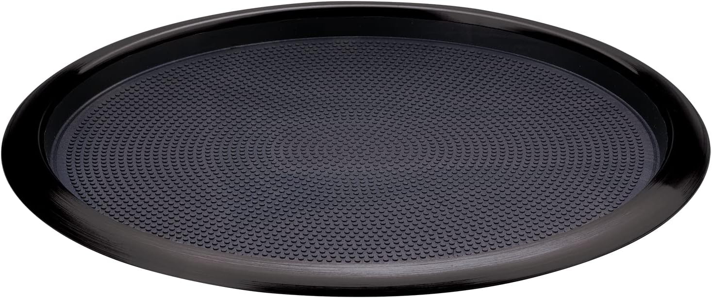 Service Ideas TR1614RIBX Tray with Removable Insert, 14" Round, Stainless Steel, Black Onyx