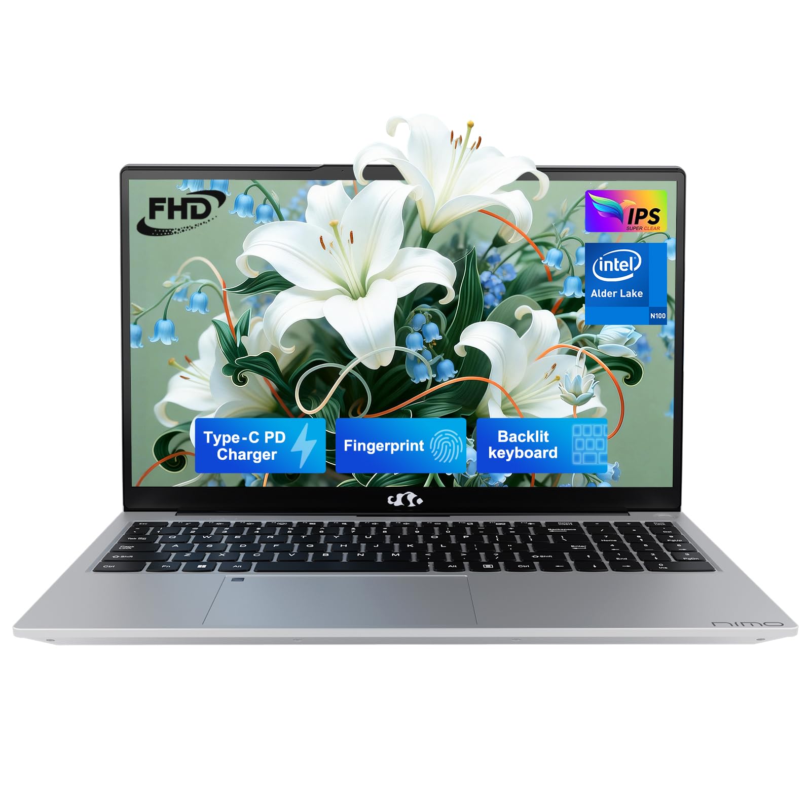 15.6" IPS FHD-Laptop, Pentium Quad Core N100 4GB RAM 128GB SSD (Beat i3-1115G4, Up to 3.4GHz) Computer with Backlit Keyboard Fingerprint Type-C WiFi 6 BT5.2, for Student and Home