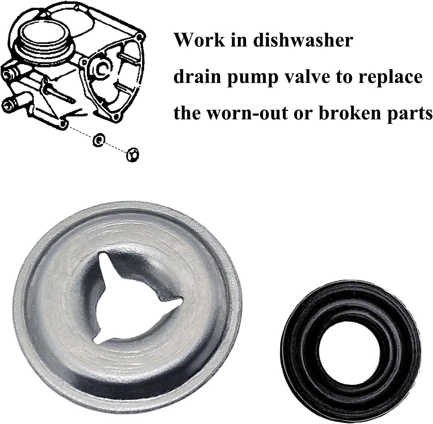 2 Sets WD8X181 WR2X7054 Dishwasher Drain Pump Valve Shaft Seal and Push-on Nut, Dishwasher Seal Replacement Kit