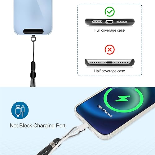 Miniatura 36 de takyu Cordón para teléfono celular, correa ajustable para el cuello y 2 correas de muñeca para teléfono con parches de sujeción para teléfono