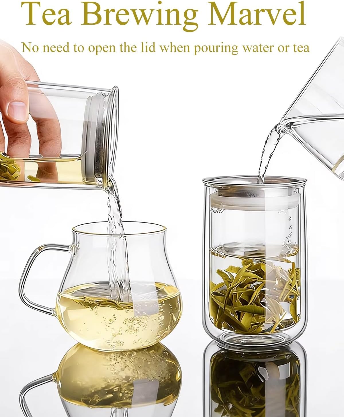 Tea Infuser Mug, Tea Infuser Glass, for Loose Leaf Tea, Teas Gifts for Lovers (400ml/13.53 Fl Oz)