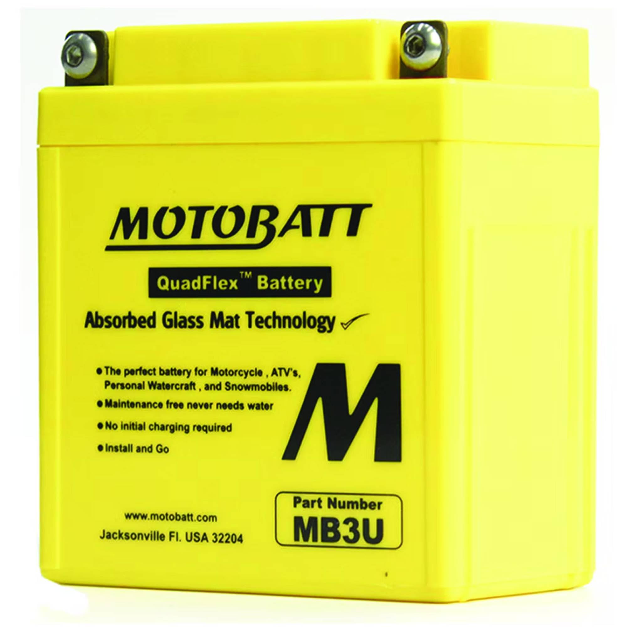 MOTOBATT MB3U (12V 3.8 Amp) 40CCA Factory Activated QuadFlex AGM Battery