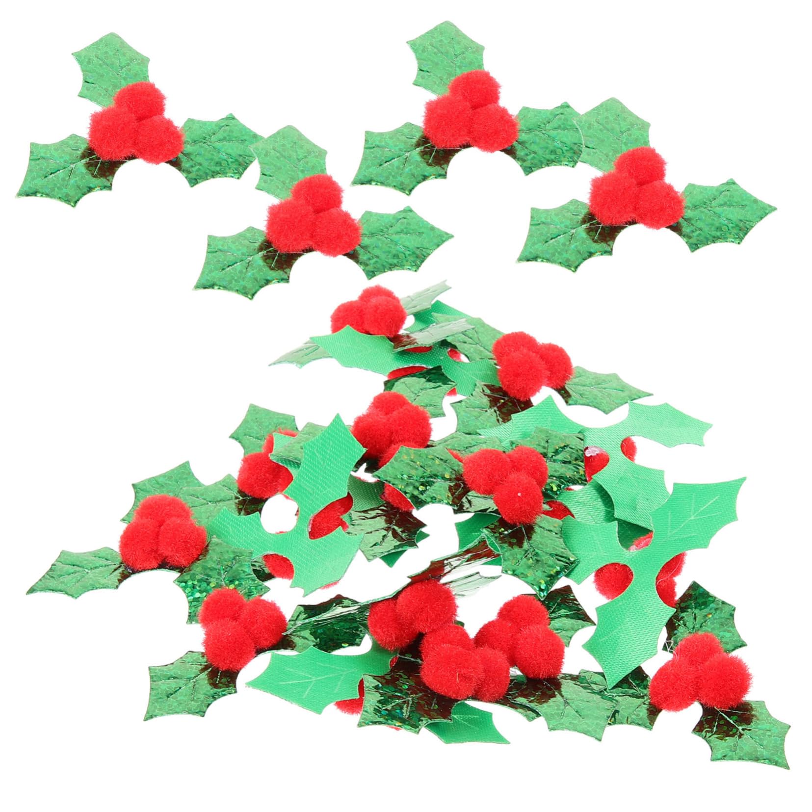 Amosfun 5 Ensembles Décoration De Feuilles De Noël Noël Embellissements De Baies De Houx Fabriquer des Feuilles De Houx Rose Matériel De Couronne De Bricolage Chiffon 100 Pièces X 5