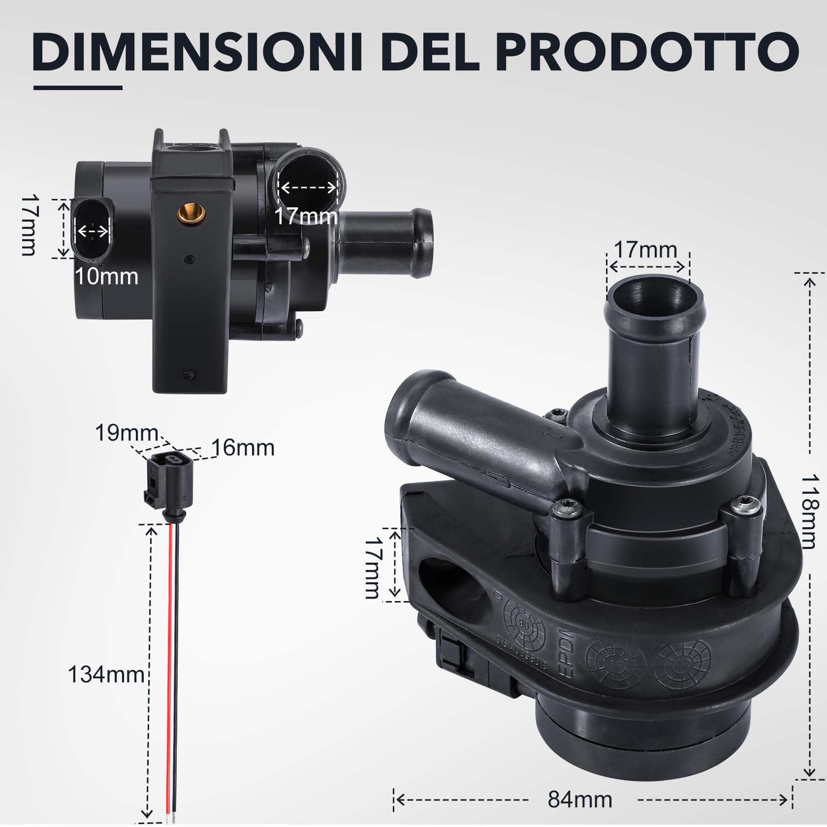 Pompa Acqua 12V, 1K0965561J Pompe dell'acqua nel Sistema di Raffreddamento, Pompa per Acqua Aftermarket Automotive per Beetle, Jetta, Golf, Passat, Octavia, CC, A3, 1K0 965 561 J, 1KO965561J