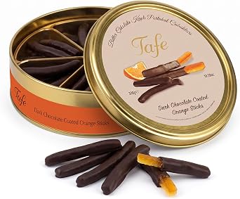 Tafe Dark Chocolate Coated Orange Sticks 300g Tin Can