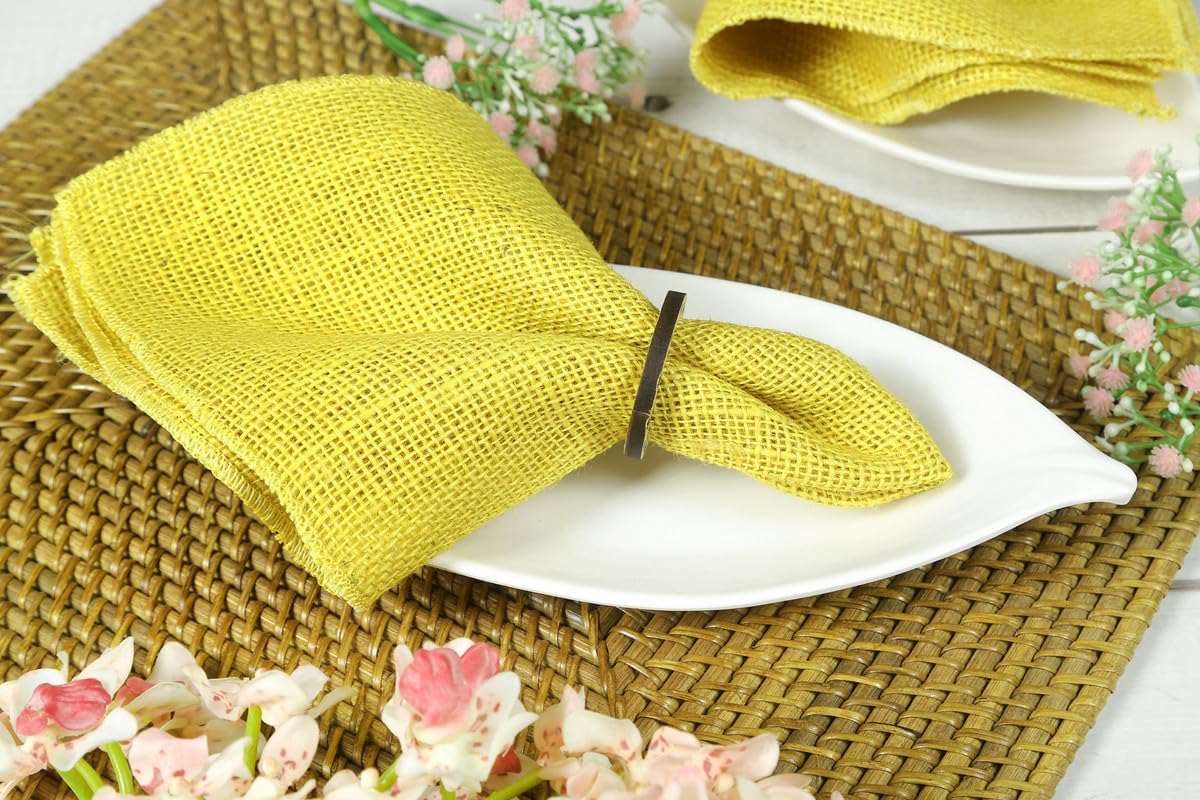 MDS Pack of 100 Wedding Burlap Table Napkin 12X12 Inch Square 100% Natural Jute Dinner Napkins, Rustic Farmhouse Boho Country Vintage Burlap Napkin for Weddings Party Table Decorations - Natural