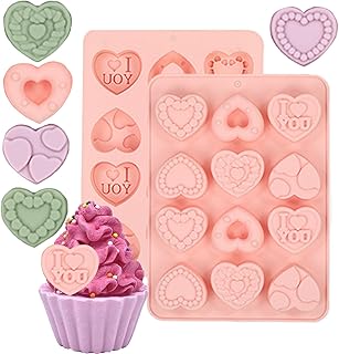 2PCS Pink Heart Silicone Mold with 12 Cavities
