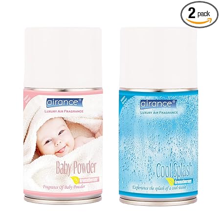 Airance Air Freshener For Room Baby Powder & Cool Splash - 250 ML - 3000+ Sprays - Fits Almost All The Dispensers