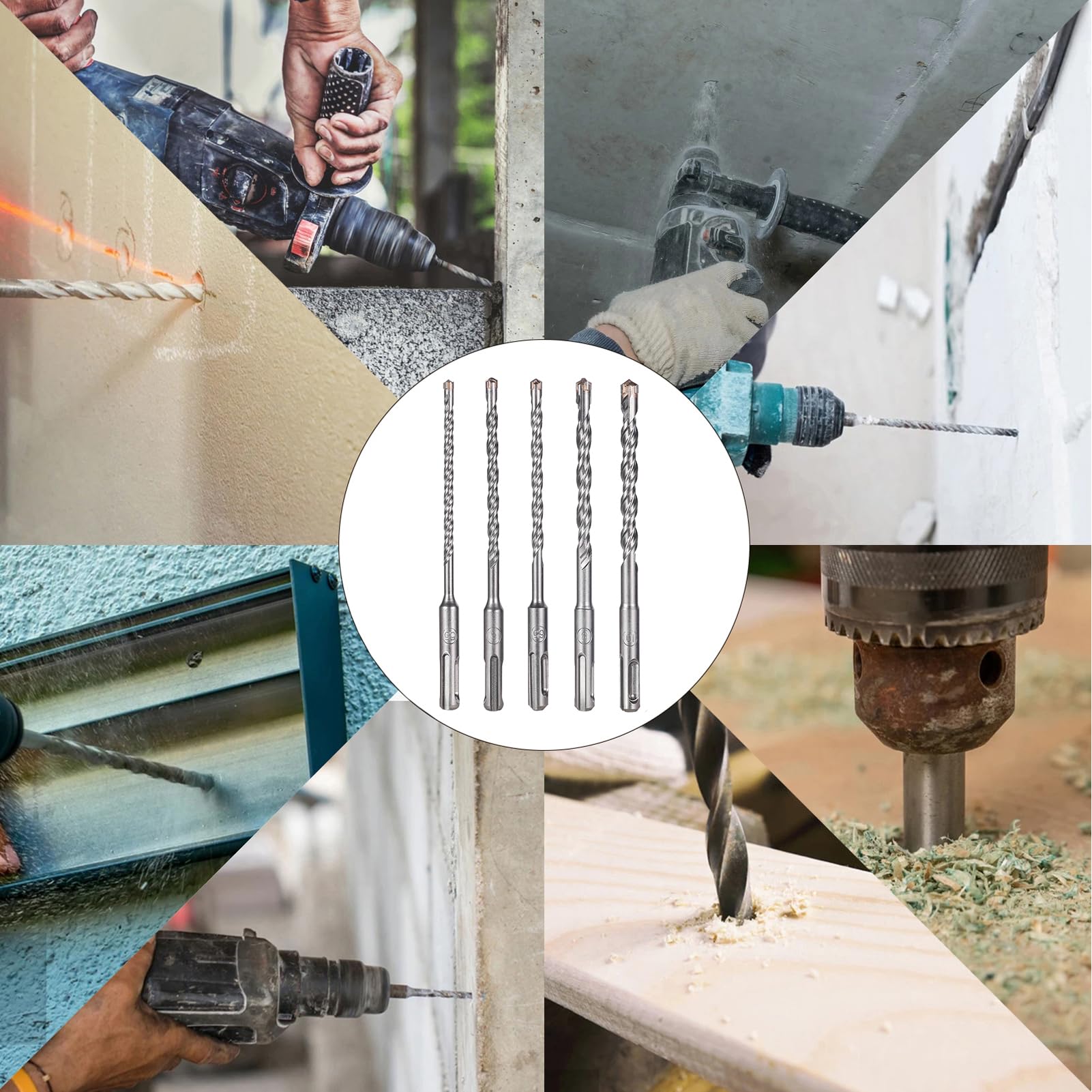 Free Shipping 5Pcs 5-12mm SDS PLUS 160mm Length Electric Hammer 4 Cutter Carbide Drill Bits For Concrete Wall Granite Masonry - View #3