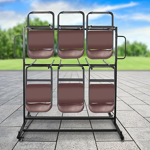 Miniatura 8 de Estante plegable para silla, estante con ruedas giratorias para guardar 84 sillas o 12 mesas, silla plegable y carrito de mesa con ruedas