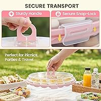 Vista 4 de HANSGO Recipientes para Huevos Rellenos con Tapa, Bandeja Portadora para Huevos Rellenos con 22 Ranuras para Fiestas y Cocina del Hogar, Rosa