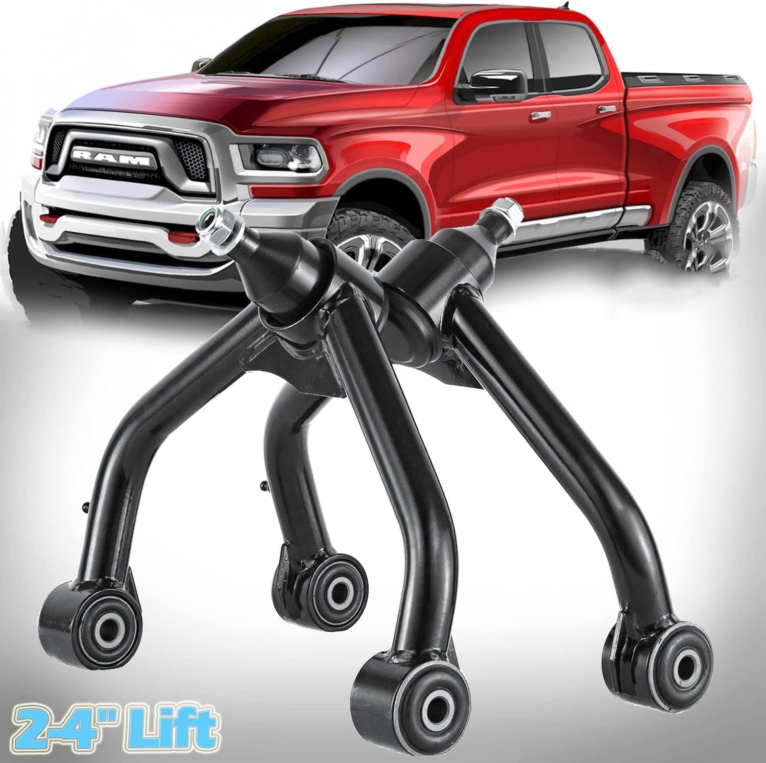 2 Pcs 2-4" Lift Front Upper Control Arms Compatible with 2006-2022 Dodge Ram 1500 / Ram 1500 4WD 4x4 Pickup, Dodge Ram 1500 Control Arms, Ram 1500 Control Arms