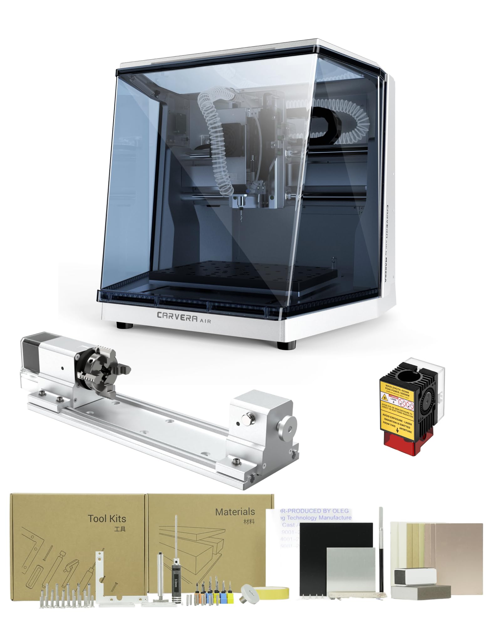 Carvera Air Desktop CNC with 4th Axis Rotary &amp; Add-on, MAKERA Enclosed Mill