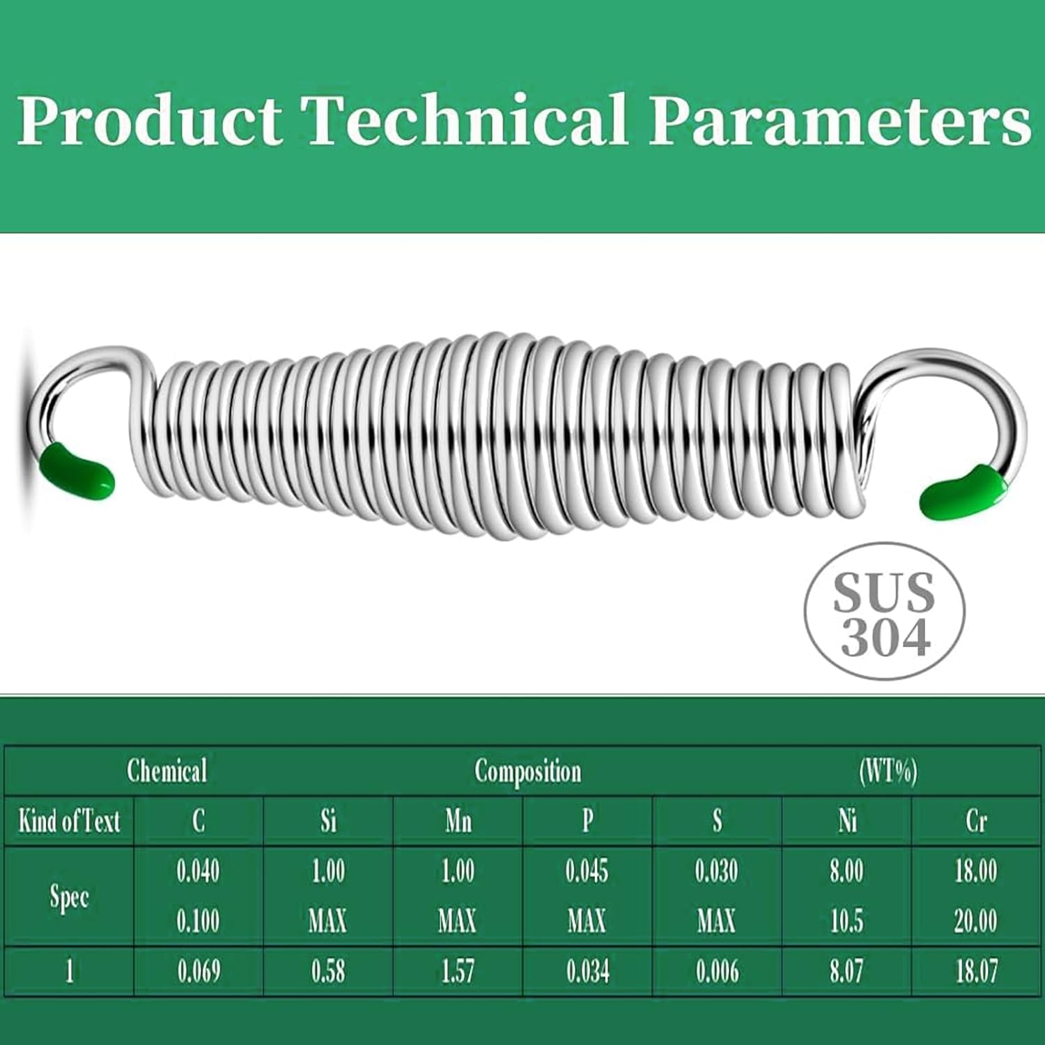 JESE Hanging Kit with Springs Silver Heavy Duty 1600Lbs Porch Swing Springs Hammock Hardware Kit for Hammock Chair, Porch Swing, Hammock Stands