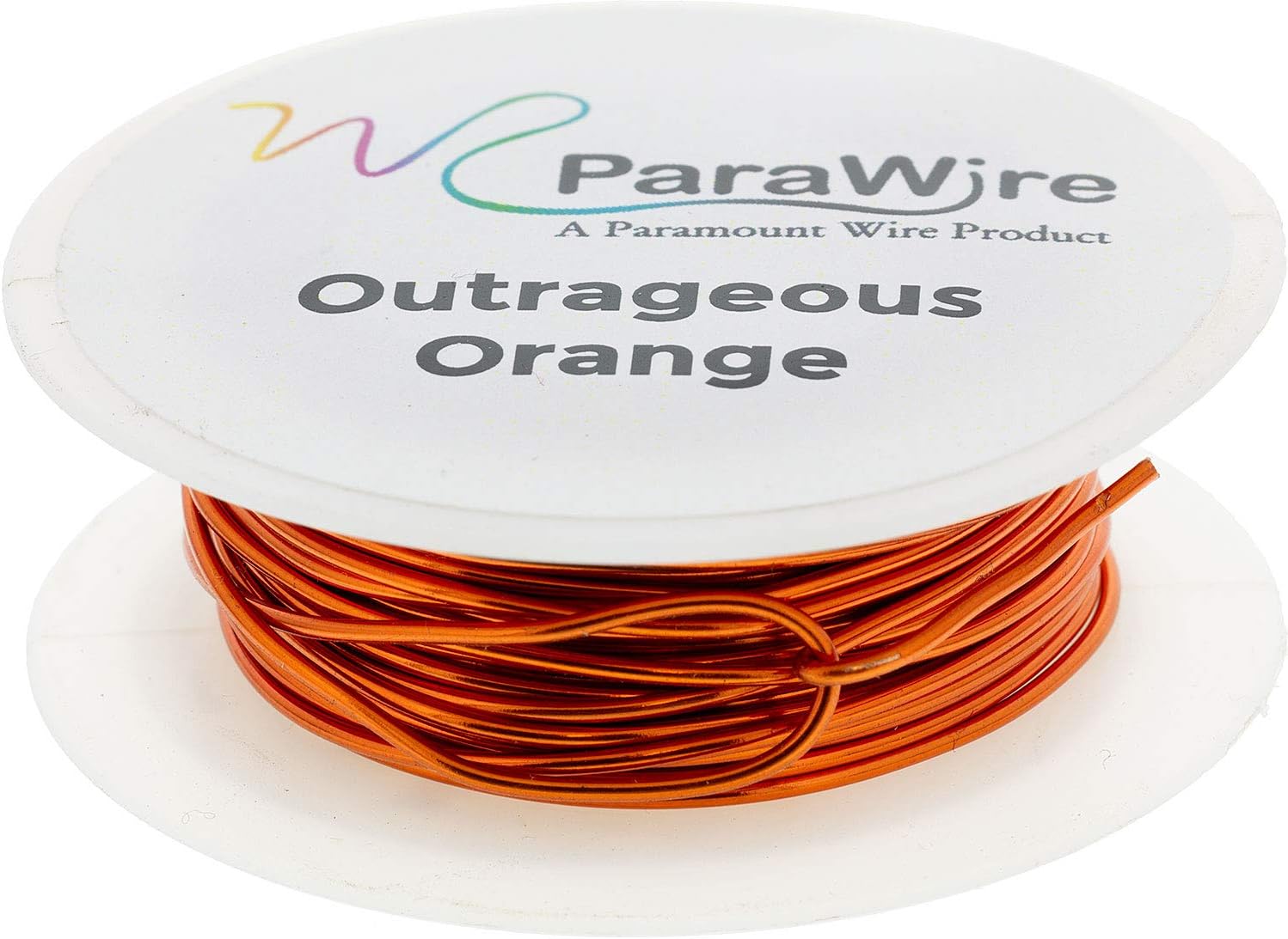 Copper Wire, Silver Plated Parawire 18ga Outrageous Orange 25' Roll