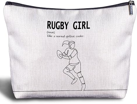 Rugby Girl Makeup Bag, Rugby Gifts for Women, American Football Games Gifts, Rugby Player Gifts for Women, Gifts for Sports Lovers Cosmetic Bag Toiletry Bag