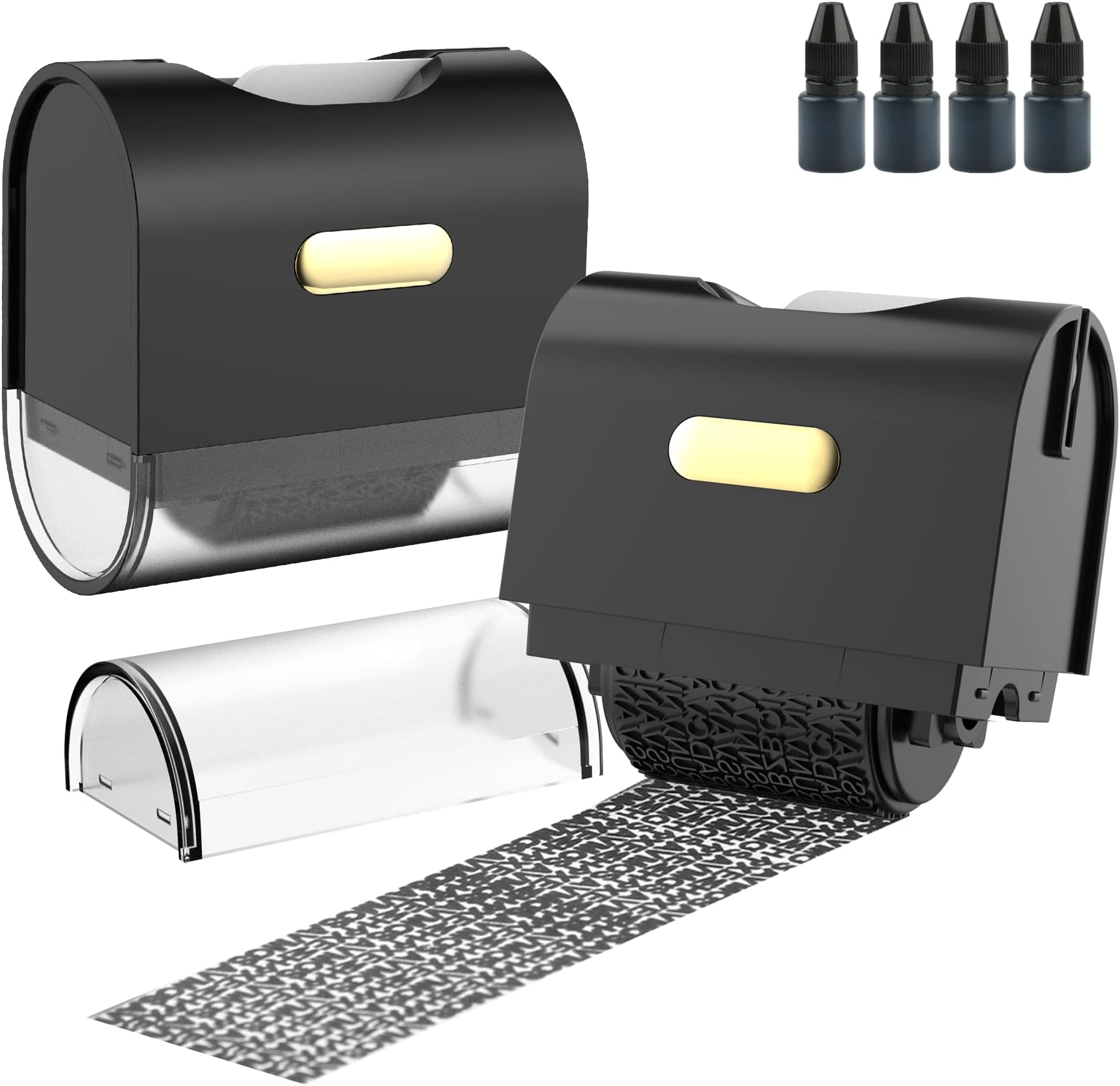 Identity Theft Protection Roller Stamps 2 Pack, Confidential Security Roller Stamp Including 4 Refill Ink Anti Theft, Privacy & Security Stamp Guard Your ID Blackout Security(Black)