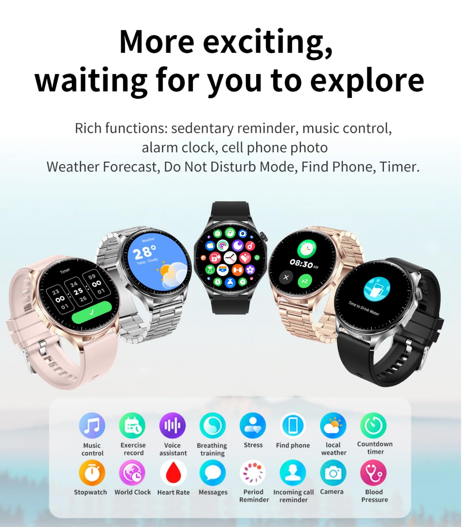 AIEK Smartwatch Uomo Donna, Cuffie Bluetooth, Orologio Intelligente Fitness con 1.43'' AMOLED, Fitness Tracker 100+ Sportive per Fascia Cardio SpO2 Sonno,Ciclo Mestruale per Android iOS (Argento)