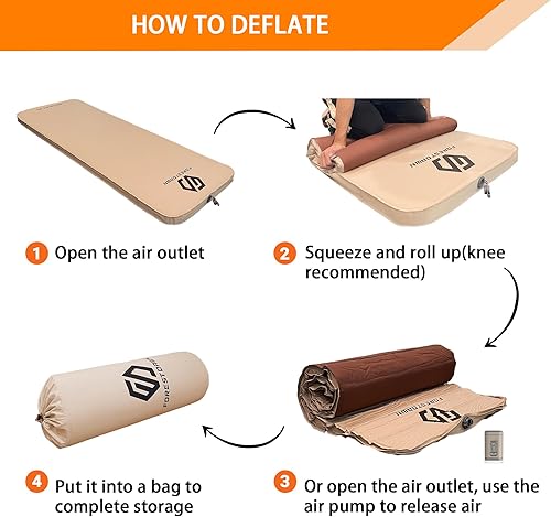 Miniatura 6 de Almohadilla de dormir autoinflable, almohadilla de espuma viscoelástica extra gruesa de 4 pulgadas, almohadillas de colchón autoinflables de aire