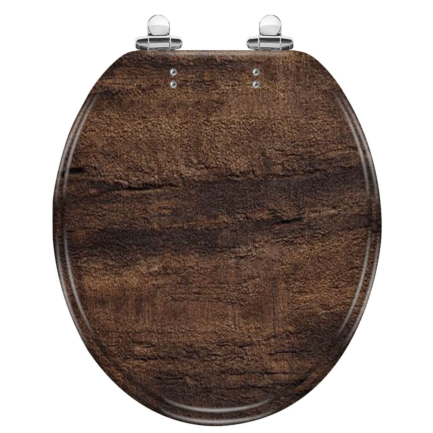 Tazyyzuu Multi8 Cedar Wood Resin Round Toilet Seat With Slow Close Lid Quick Release Hinges Easy Clean Design(,Round)