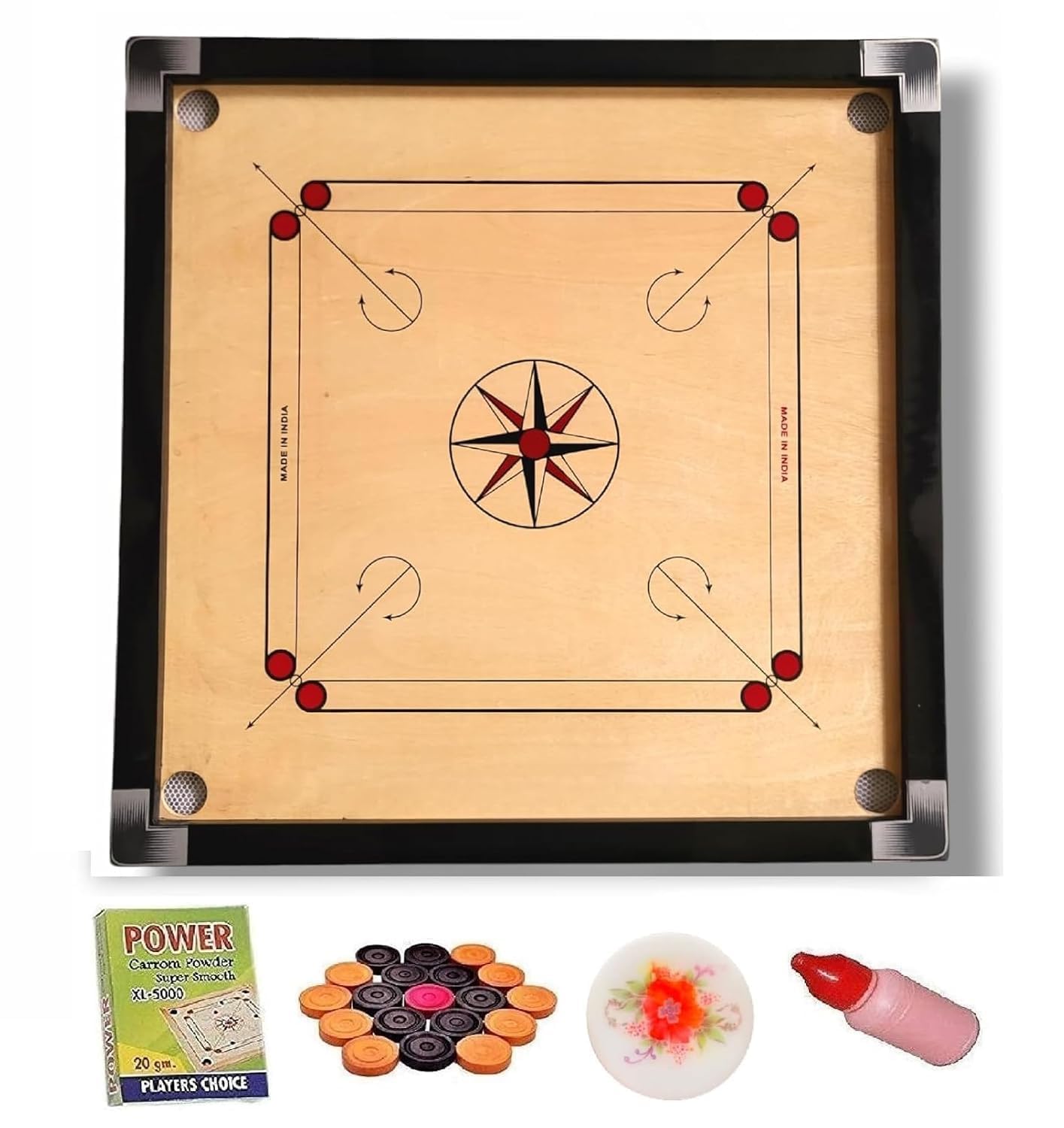 New Premium Matte Finish Carrom Board, with Striker, Coins & Powder | Smooth Playing Surface | Indoor Family Game for Kids & Adults with Water Proof Playing Surface (32 Inch - Large)-picture-27