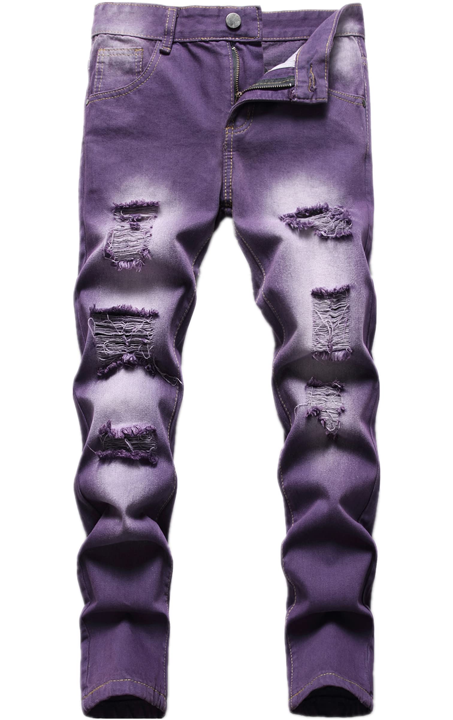 Lanscadran Boy's Ripped Distressed Skinny Fit Fashion Slim Washed Kids Denim Jeans Pants