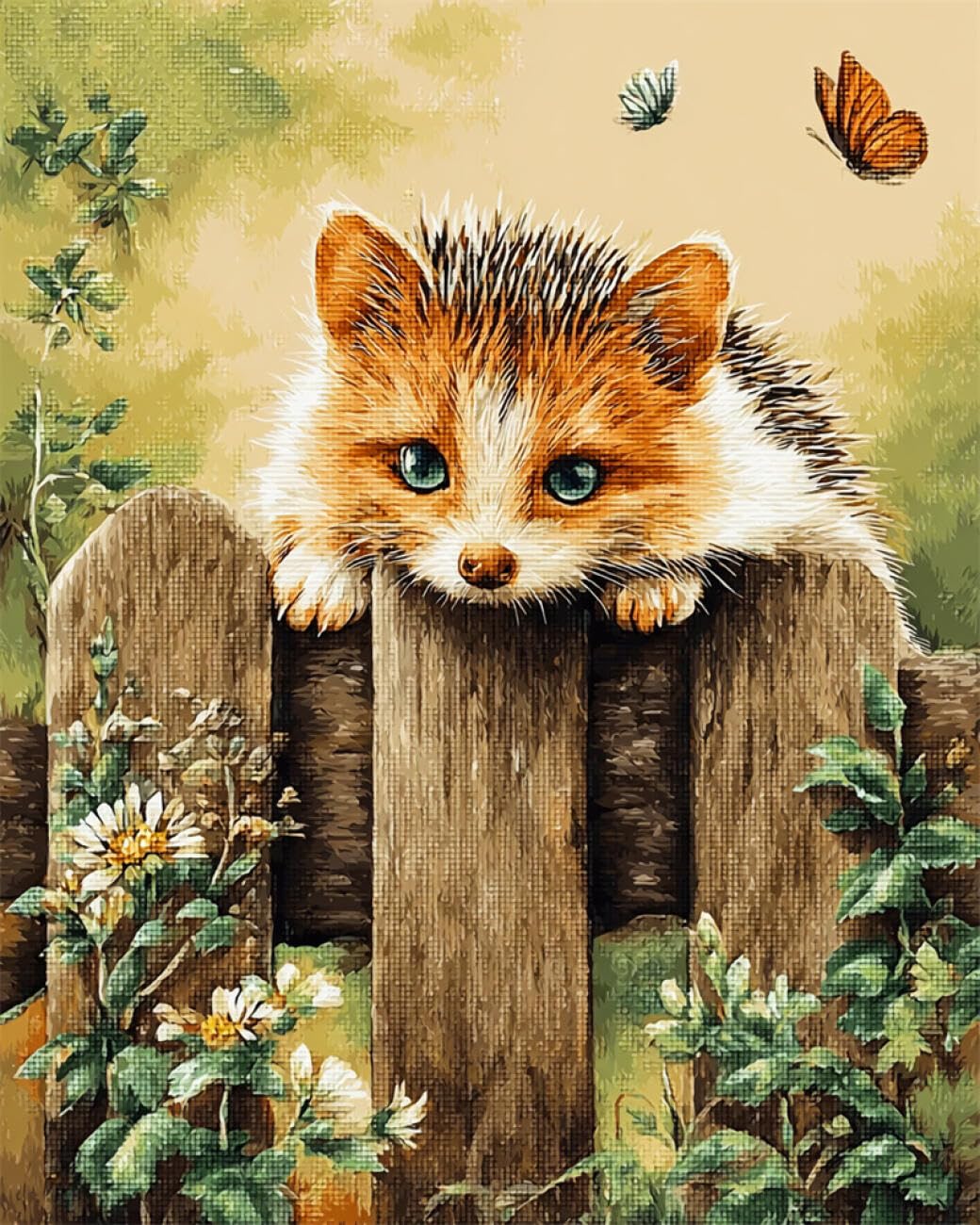 Rqwybcaxn Stamped Beaded Cross Stitch Kits Mice on the Fence 40x50cm