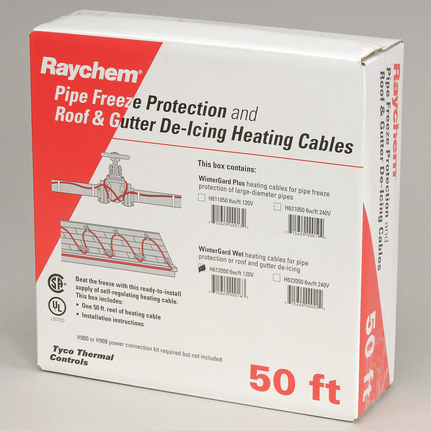 Raychem WinterGard Wet Heat Cable H612050, 50 Ft. box 6-Watt 120V :  Amazon.ca: Tools u0026 Home Improvement
