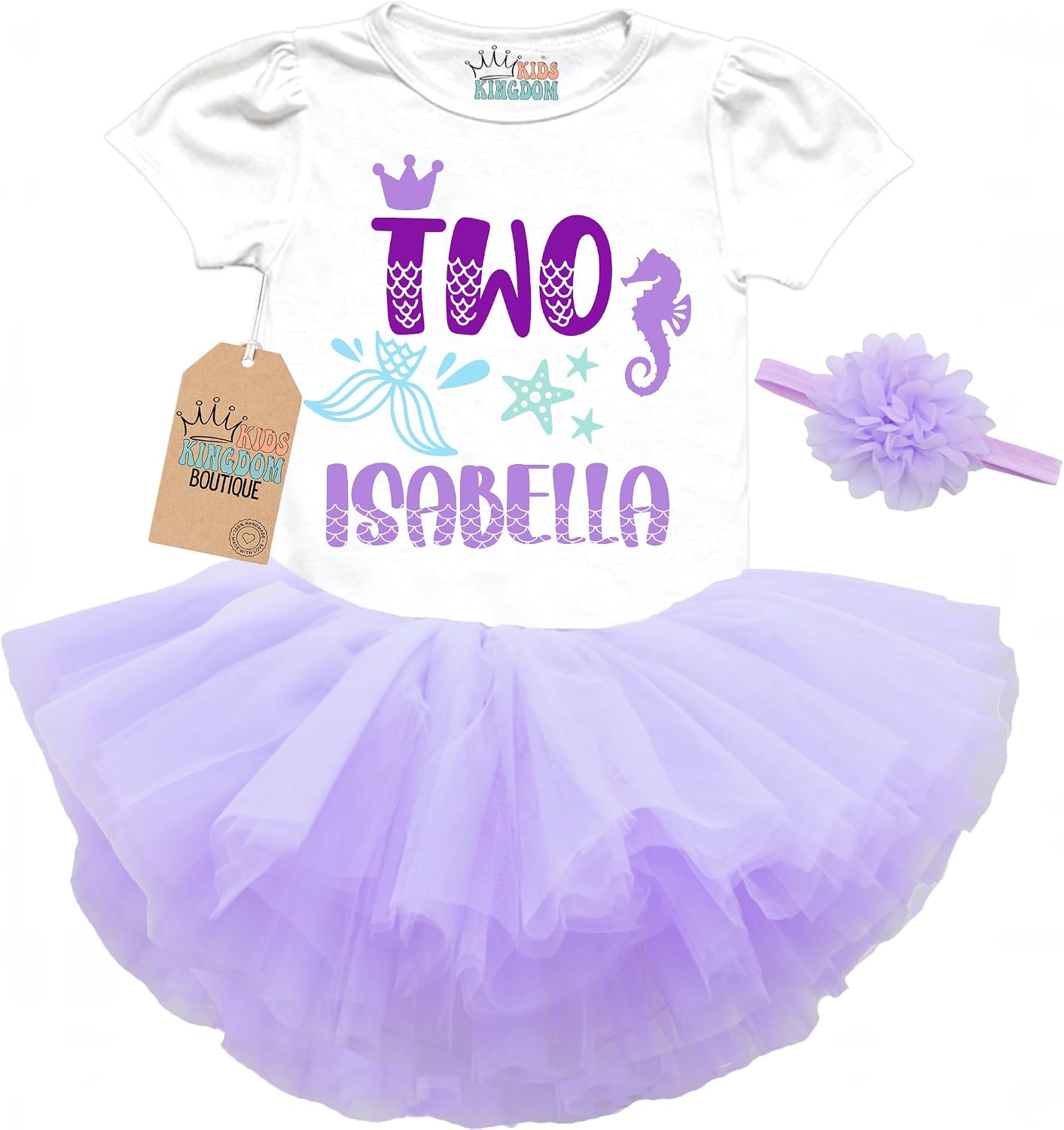 Mermaid Baby Girl First Birthday Outfit - 3pcs Tutu Ruffle Skirt - Custom Under The Sea Girl Birthday Outfit