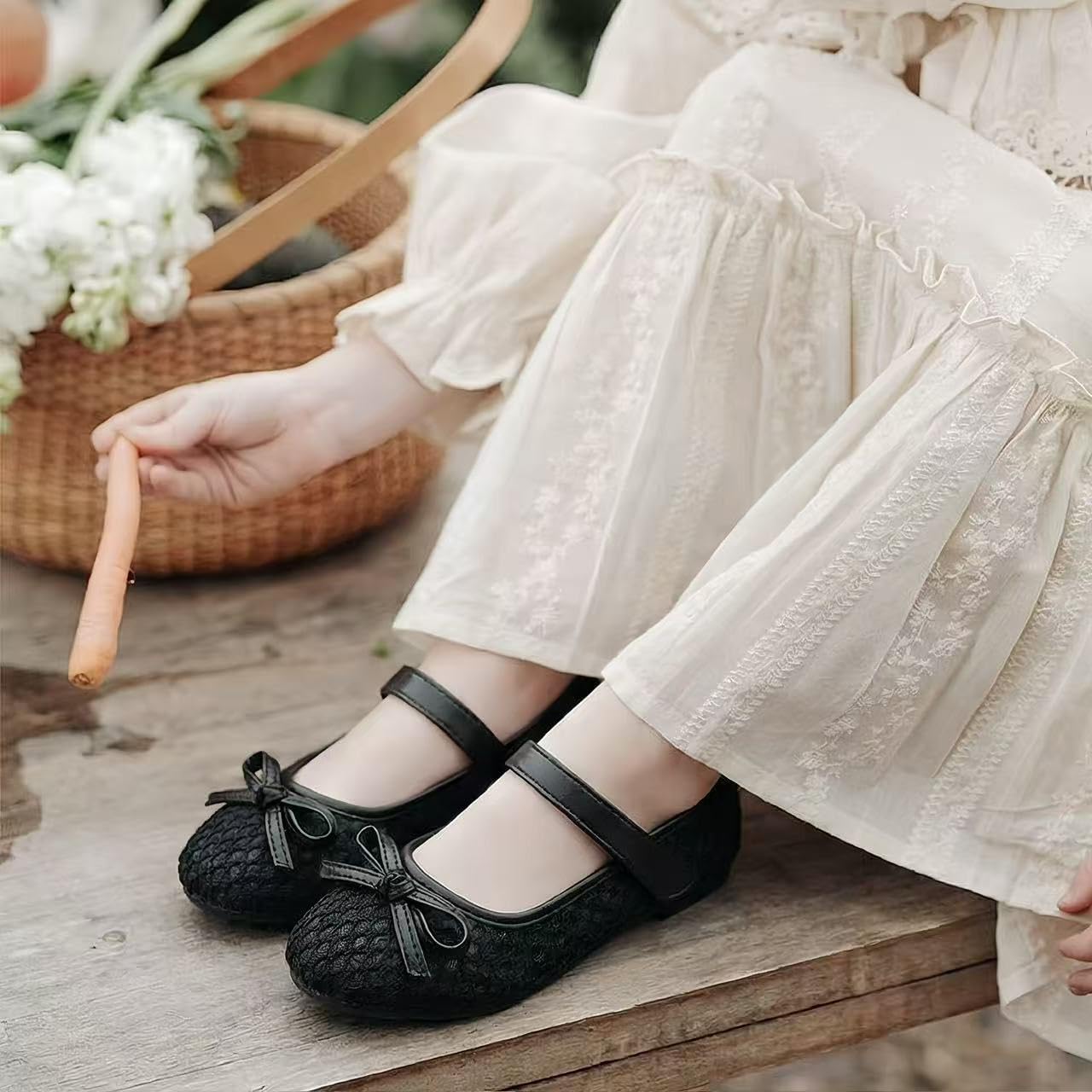 Girls Mary Jane Dress Shoes Ballerina Flats- Toddler/Little Kid Breathable Dress Shoes with Bow Lightweight School Uniform Shoes for Parties, Daily Wear & Special - Image 3