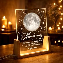 GiveSmiles Custom Moon Phase NightLight For Mom, Moon Phase By Date, Personalized Mother's Day Gift From Daughter, Custom Gift For Women