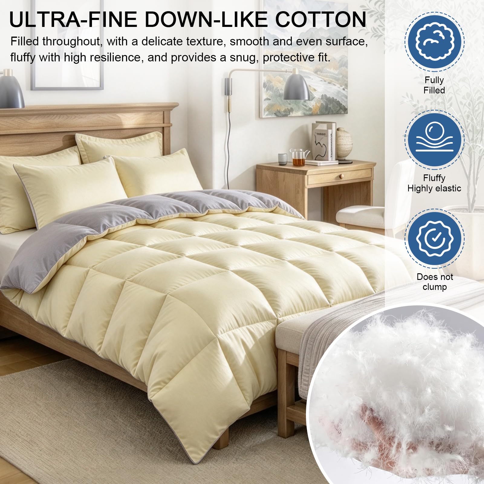 Piumone Trapunta Invernale Reversibile (Giallo,150x200cm (3kg))