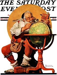 ART.COM Wall Giclee Print Santa at the Globe Saturday Evening Post Cover, December 4,1926" by Norman Rockwell, 12" x 16"