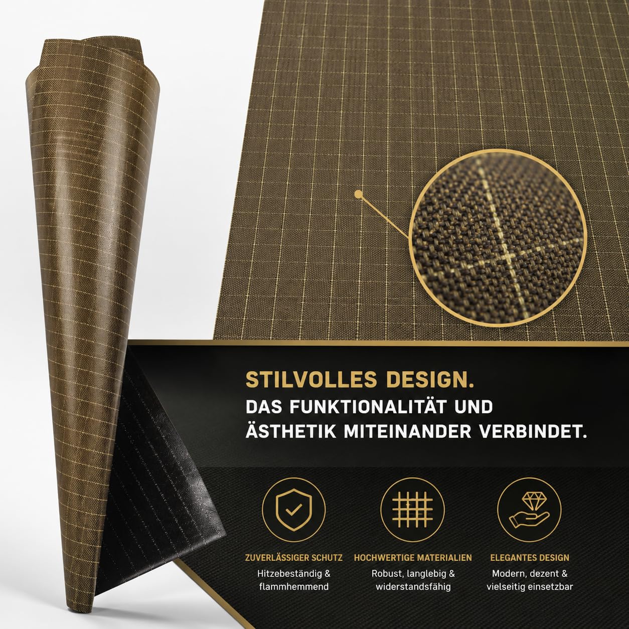 FireMat Gold Edition 75x40cm. Feuerfeste Unterlage, Hitzebeständige Unterlage, Brandschutz Unterlage Outdoor geeignet, rutschfest, Wasserdicht - für Elektrogeräte wie Kaffeemaschinen, Wasserkocher