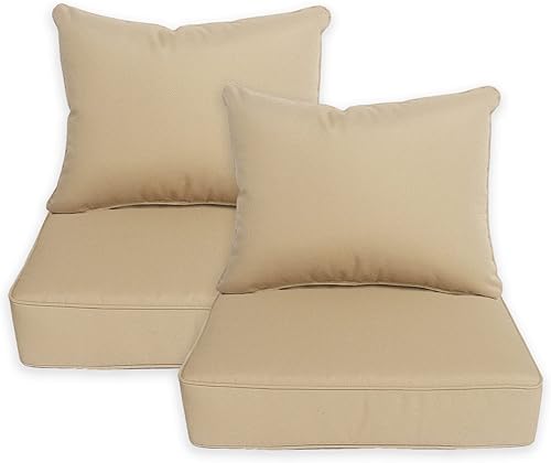 Cojines de asiento profundo para interiores y exteriores (24 x 24 x 4.7 pulgadas), respaldo (25 x 22.5 pulgadas), relleno de espuma resistente,
