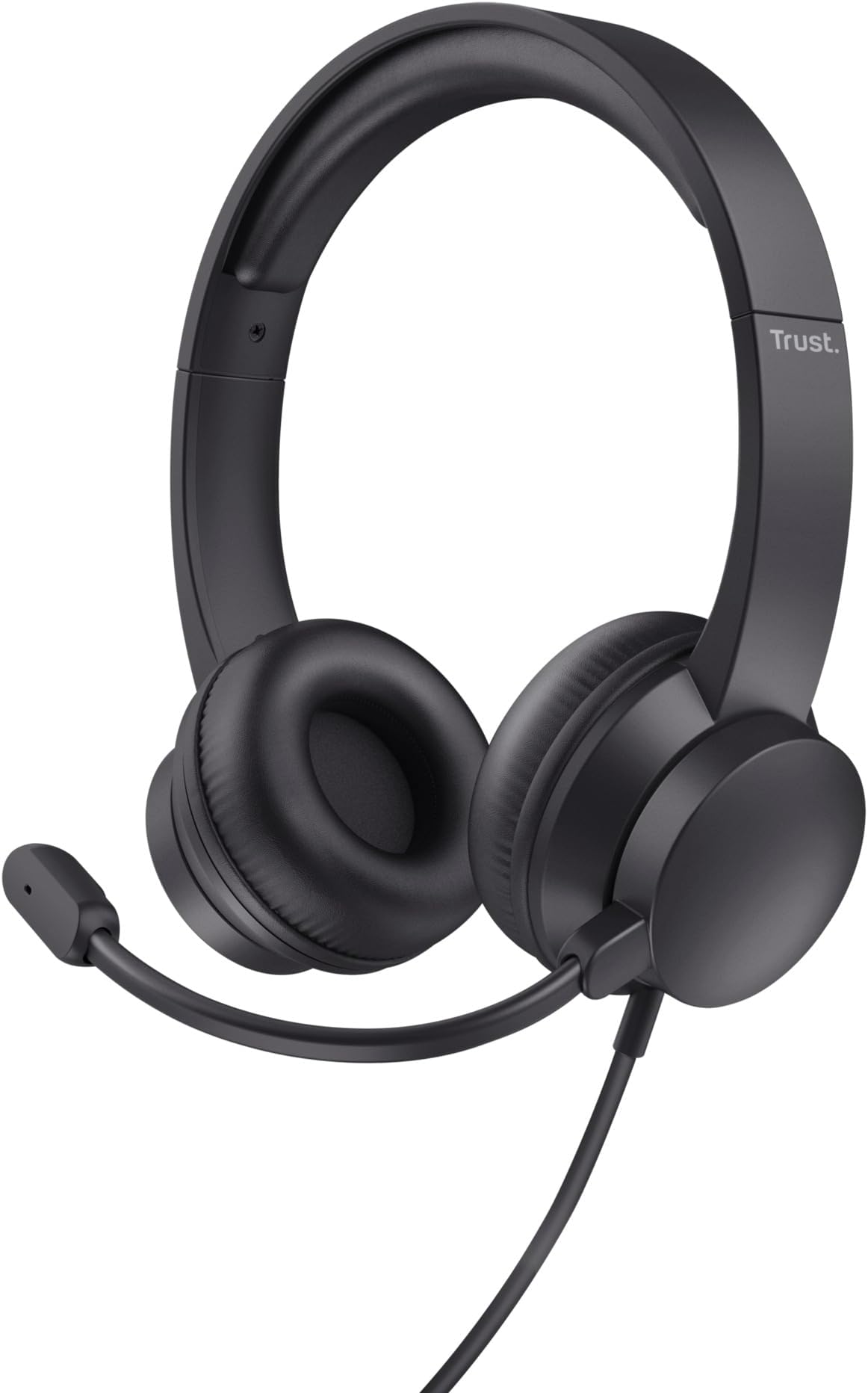 Trust Roha II USB Headset with Microphone On-Ear Lightweight Design Adjustable Headband Headphones with Cable 1.80 m Headphones for PC Mac Office Chat Skype Teams Video Conference Zoom - Black