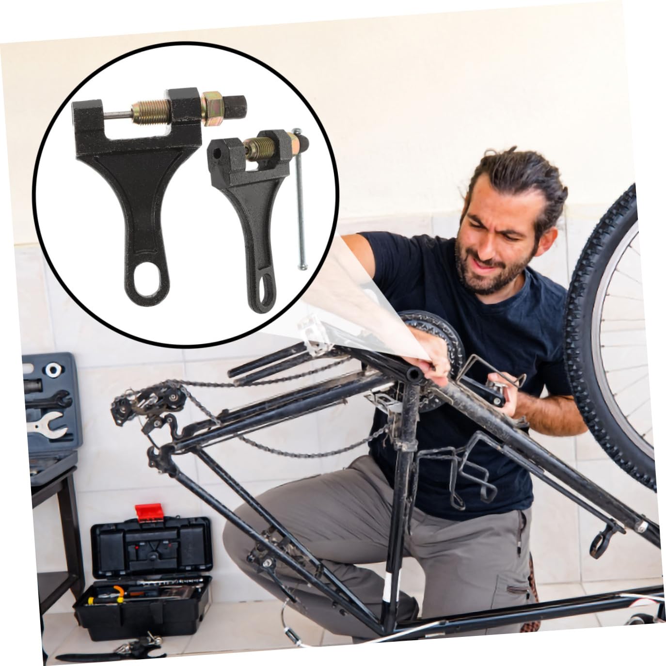 ibasenice 2pezzi Attrezzo per Rimozione Catena Moto in Ferro Strumento per Smonta Catena Bicicletta e Moto Perno di Trasmissione Durabile per Ricerca e Sostituzione