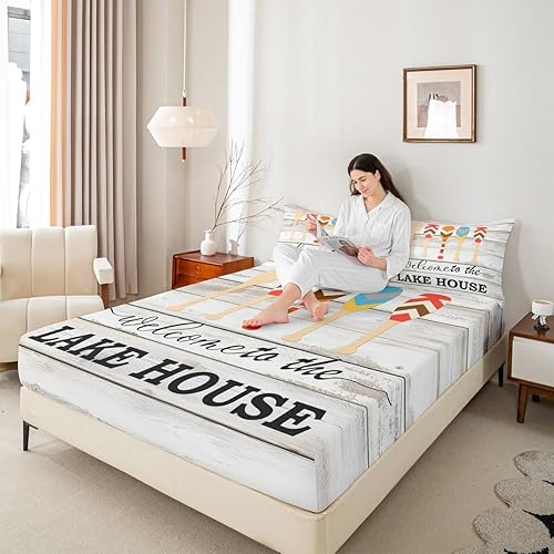 Vista 152 de Juego de sábanas para cámper tamaño matrimonial para niños y niñas, sábanas de madera para adolescentes de Happy Camping Farm, accesorios de Multi 04