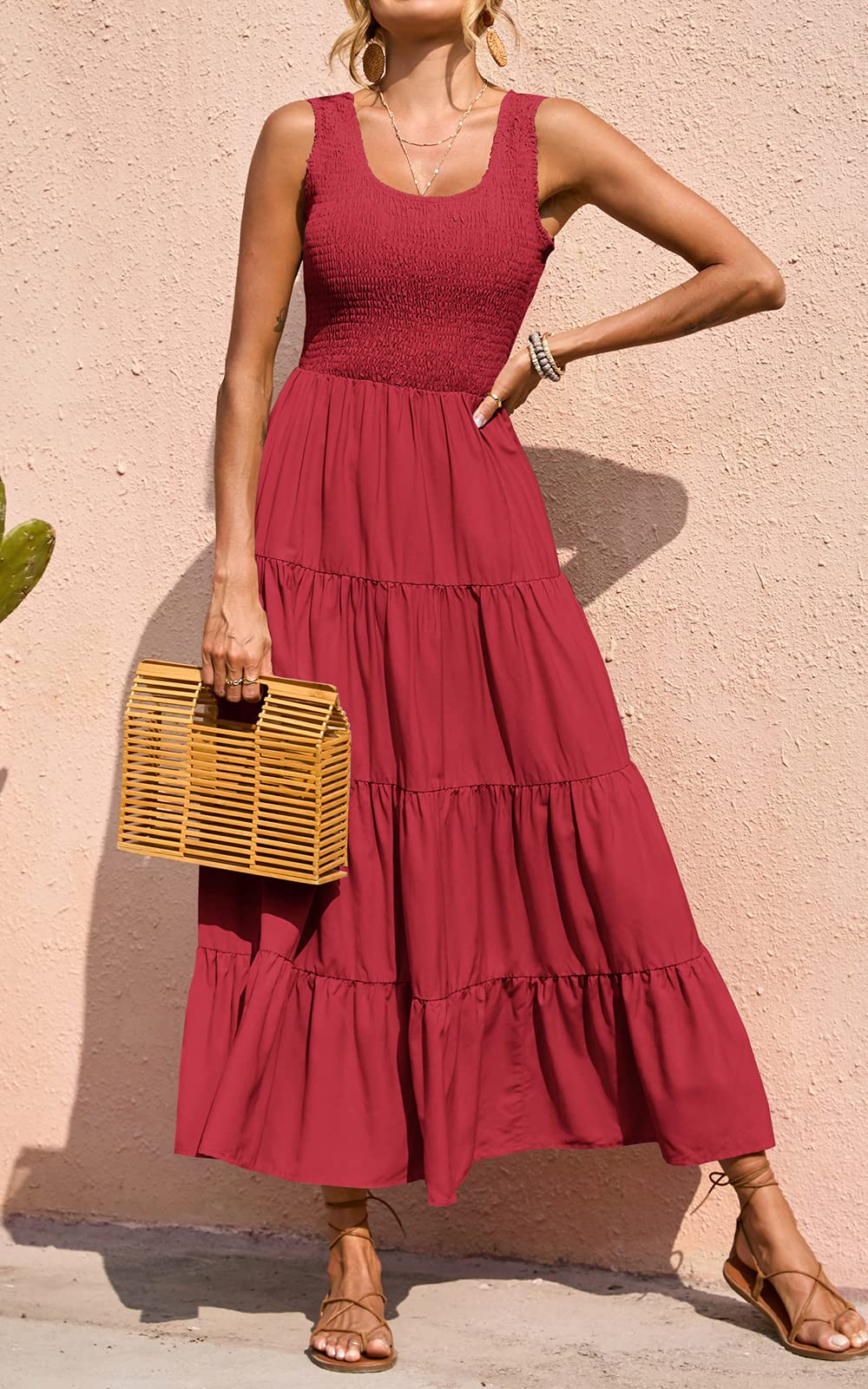 PRETTYGARDEN Smocked Tank Summer Dresses For Women 2025 Sleeveless Wedding Guest Dresses For Women Long Dress Vestido Informal Mujer