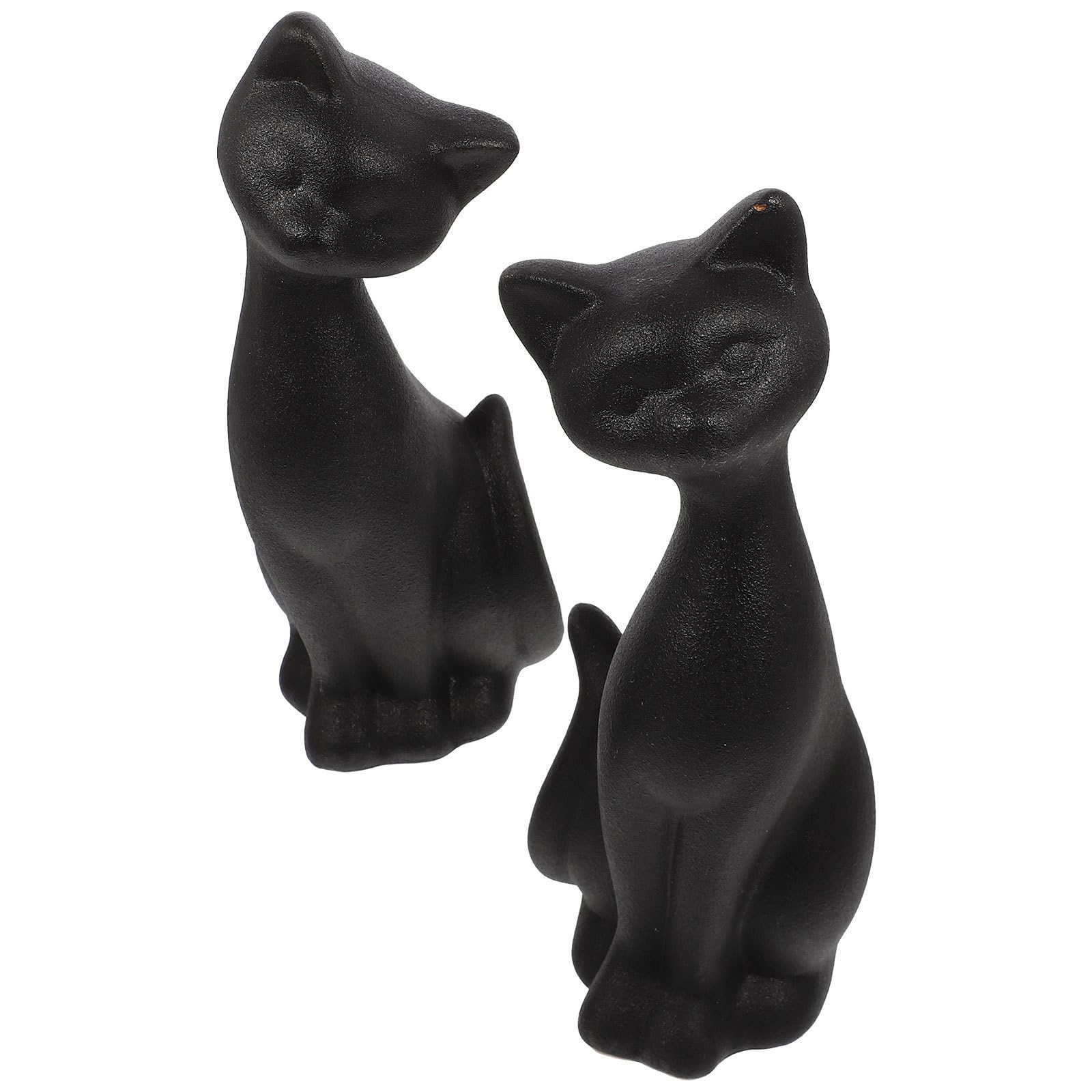 Figurines en céramique chat couple, statuette de décoration pour table de thé