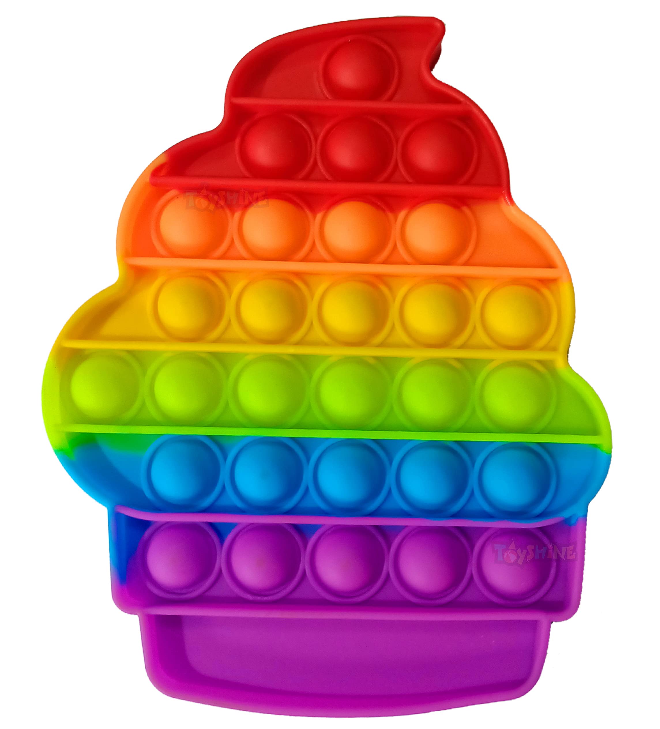 Toyshine Kids Fidget Toy Pack of 1 - ICE Cream Softy Fidget Popping Sounds, BPA Free Silicone, Push Bubbles Sensory Toy - Dark Color Pop It Toy, Multicolor