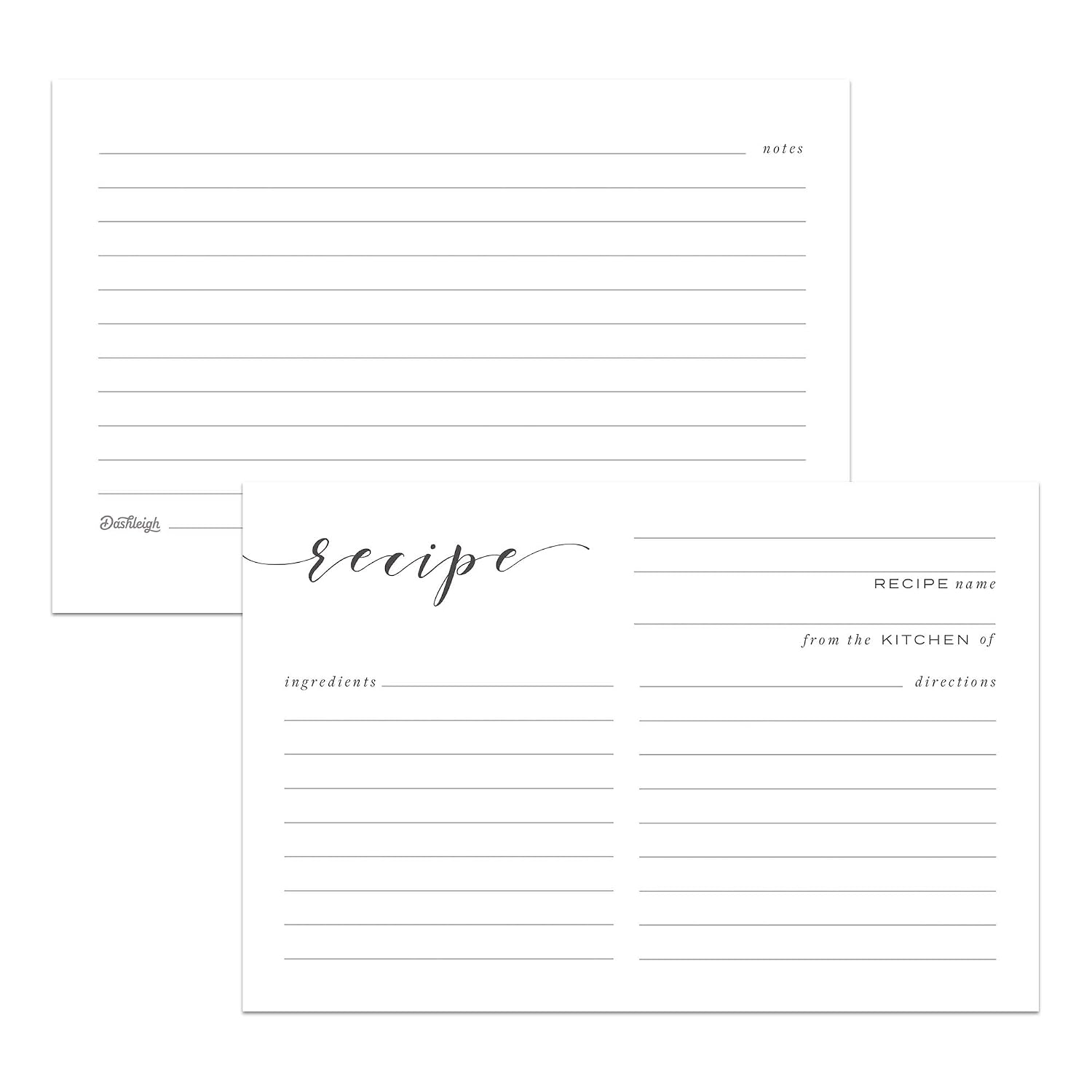 Dashleigh Recipe Card Notepad, 4x6 in, 100 Sheets, Front and Back