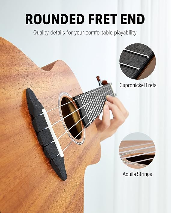 Donner Concert Ukulele Beginner Mahogany 23 Inch Ukelele Kit with Free Online Lesson Gig Bag Strap Nylon String Tuner Picks Cloth DUC-1 Gift Choice