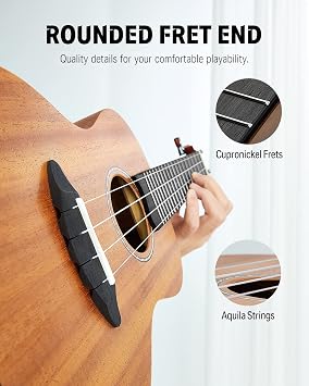 Donner Concert Ukulele Beginner Mahogany 23 Inch Ukelele Kit with Free Online Lesson Gig Bag Strap Nylon String Tuner Picks Cloth DUC-1 Gift Choice