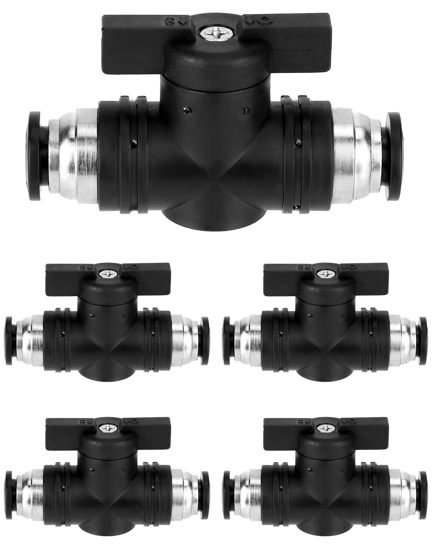 QWORK® 5 pezzi Connettore pneumatico valvola pneumatico, attacco rapido aria compressa per il collegamento rapido di tubi pneumatici (Ø8mm)